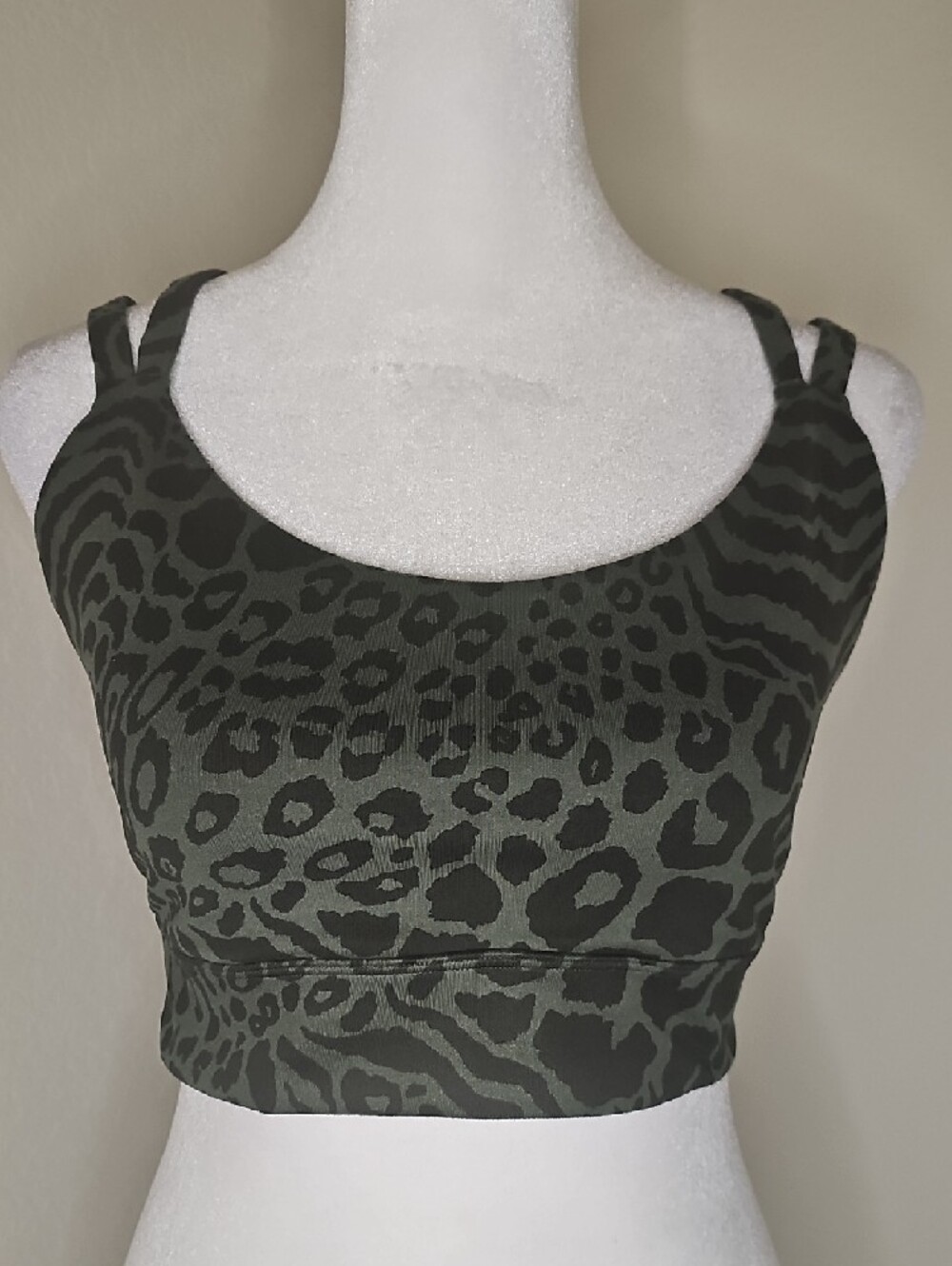 Freely Olive Green Animal Print Sports Bra Sz L